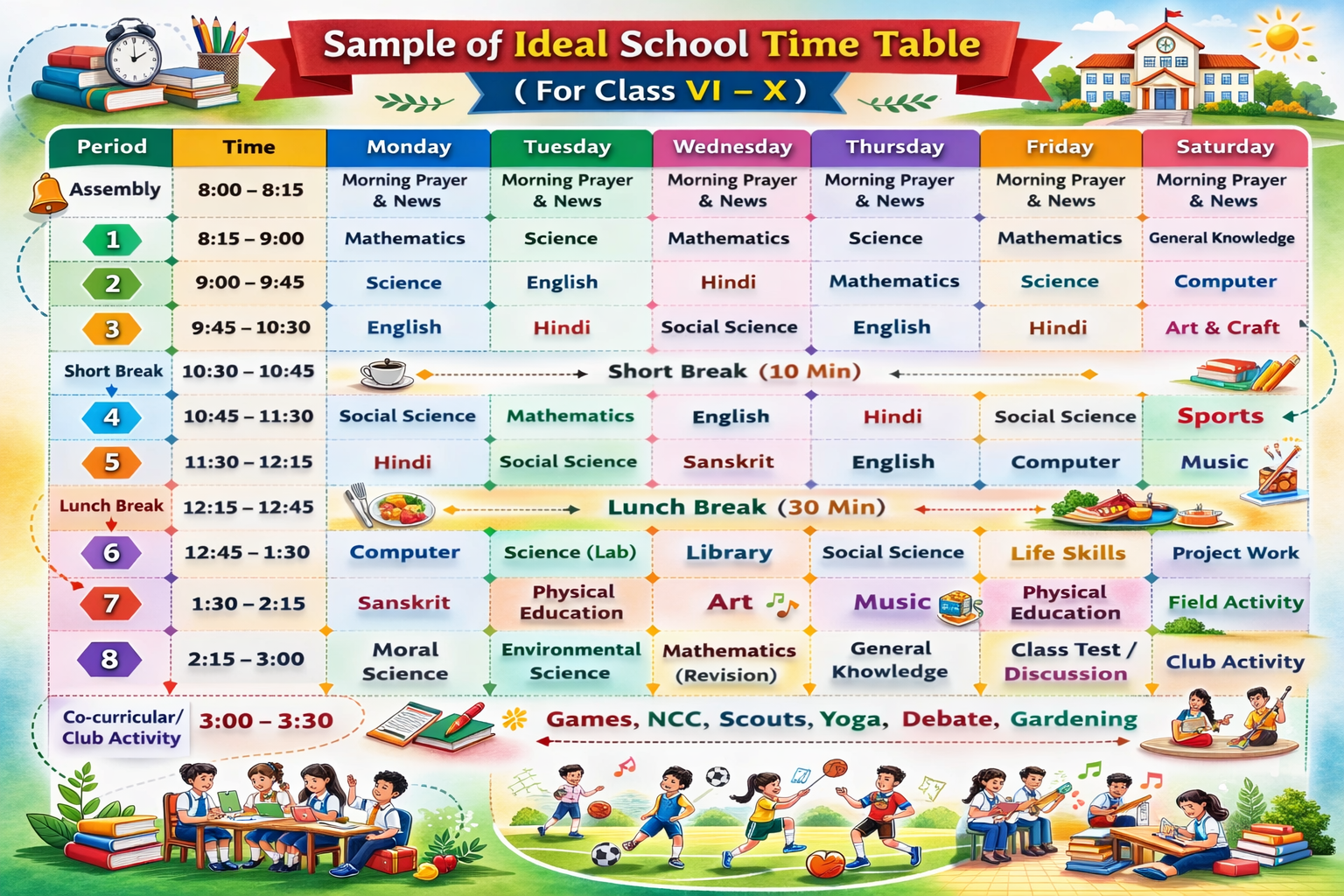 School TimeTable: Concept, Construction Principles, Importance & 50 MCQs