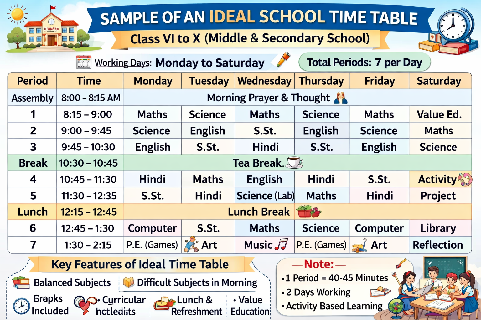 School TimeTable: Concept, Construction Principles, Importance & 50 MCQs